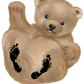 Schönes personalisiertes Bären-Motiv mit Babyfußabdrücken und Freusel-Logo. 